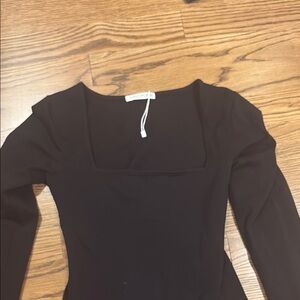 Mango pop long sleeve black body suit